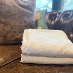 Pottery Barn White Linen Blend Curtain Panels